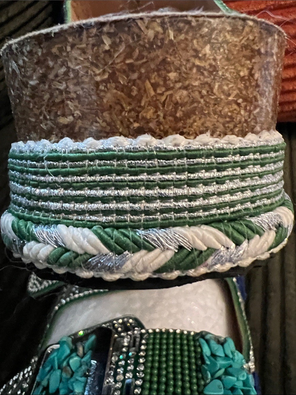 Women’s Turquoise, Blue &Green with Sparkle Accents Double-Buckle Slide Sandals - Picture 9 of 10